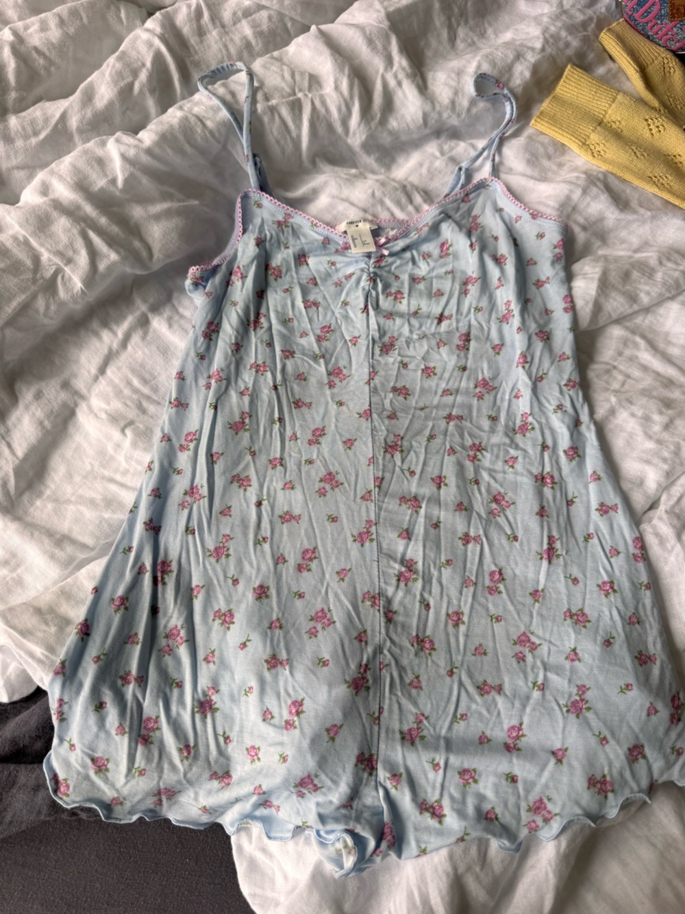 Forever 21 Light Blue Nightdress with Pink Rose Print